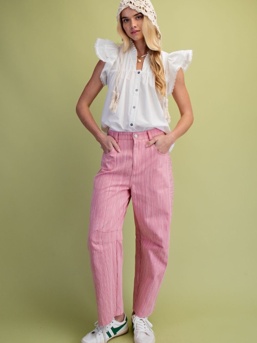 NEW EASEL STRIPE WASHED TWILL PANTS STRAIGHT LEG STRIPED JEANS RELAXED FIT